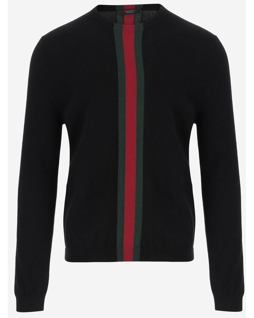 Gucci Black Gucci Web-Stripe Cashmere Sweater for men