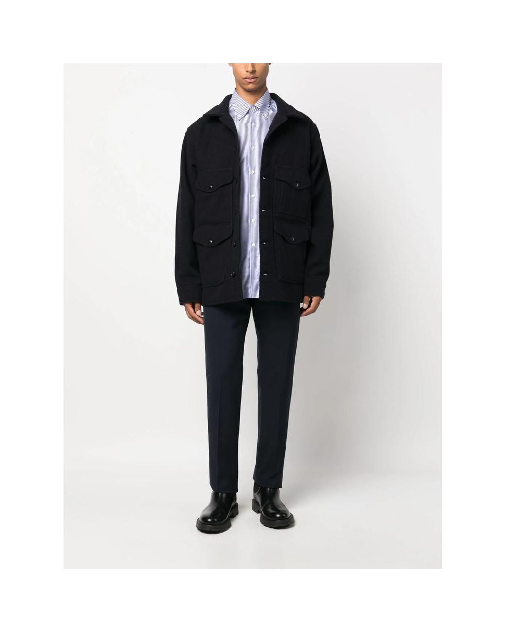 Filson Black Flap-Pockets Wool Shirt Jacket for men