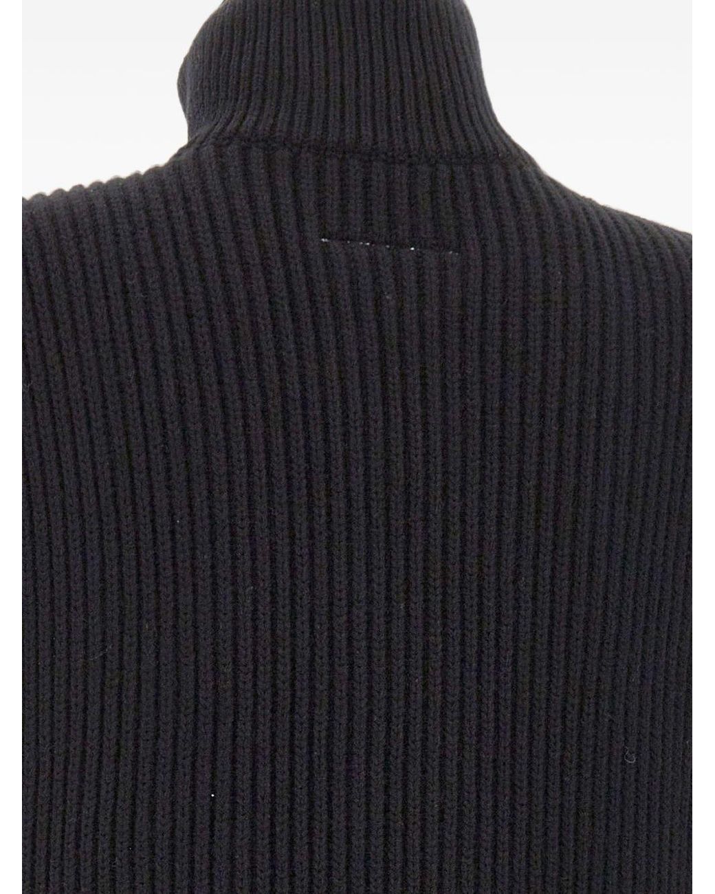 MM6 by Maison Margiela Black Ribbed Wool Vest