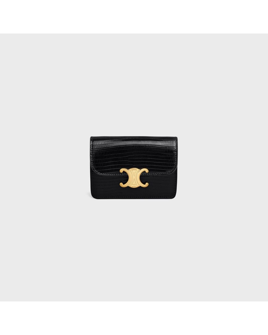 Céline Black Celine Croc-Embossed Leather Card Case