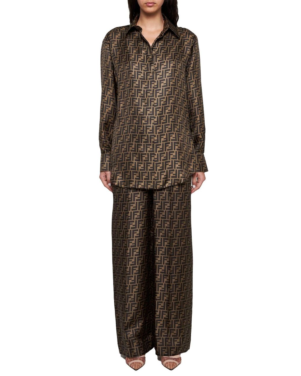 Fendi Brown Ff Silk Shirt