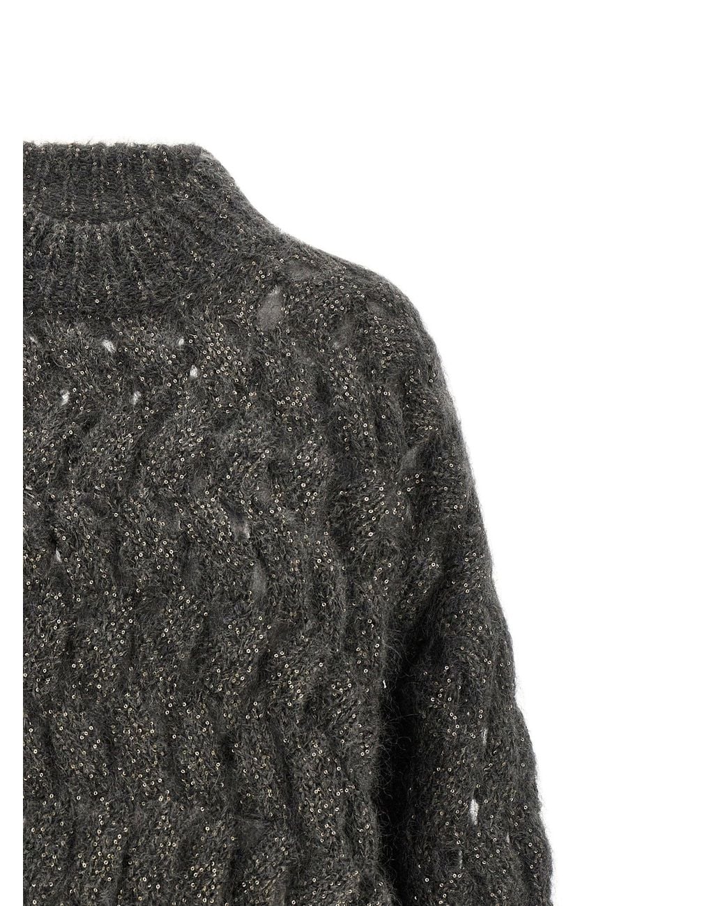 Brunello Cucinelli Gray Dazzling Waves Sweater