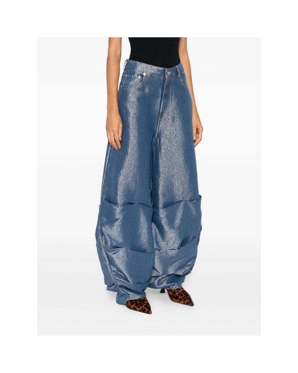 Ganni Blue Ruched Pocket Jeans