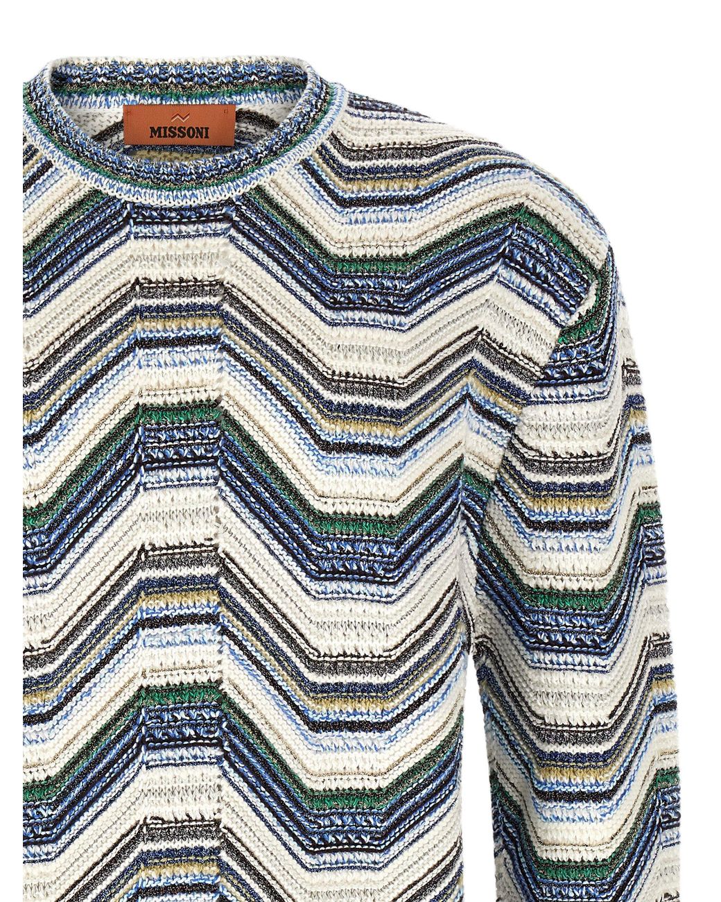 Missoni Blue Missoni Geometric Zigzag Wool-Blend Sweater for men