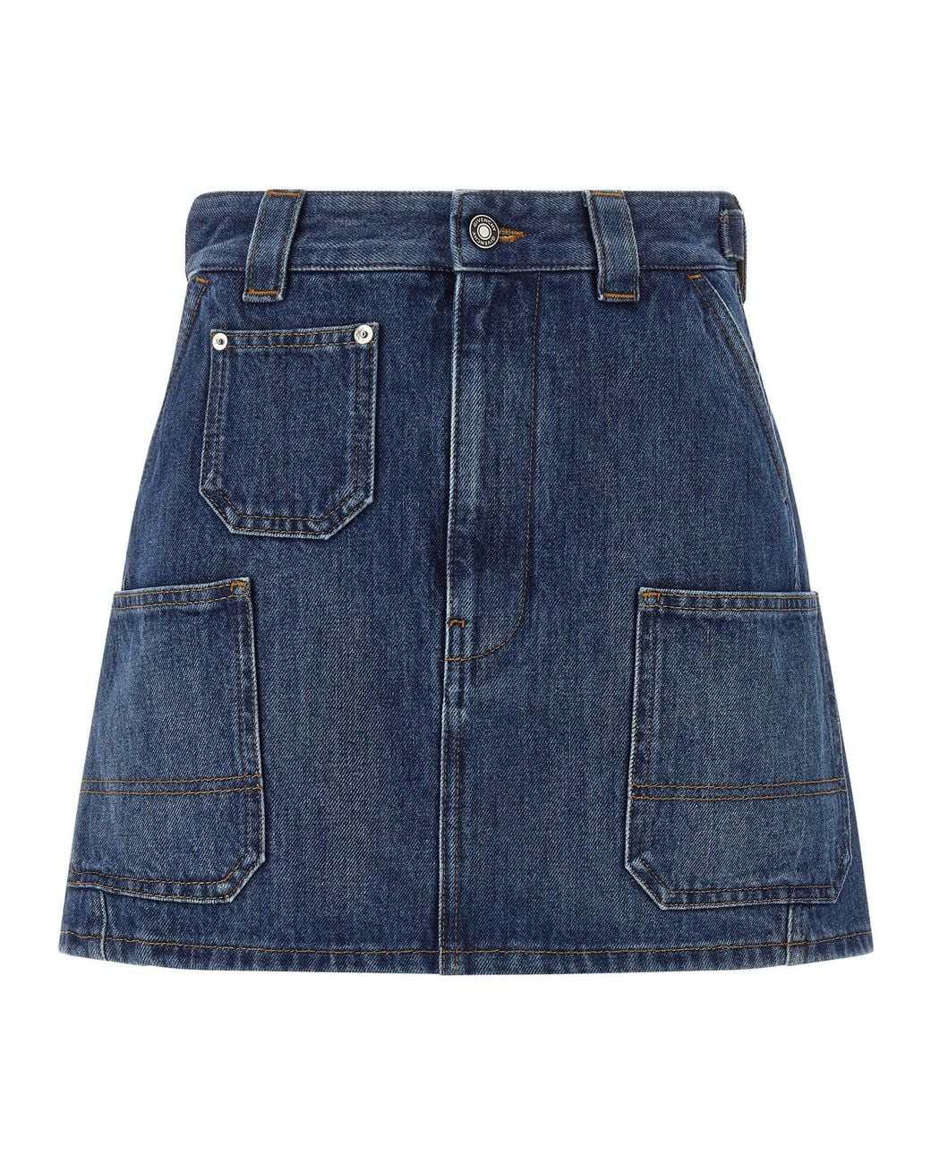 Givenchy Blue Cargo-Pocket Denim Skirt