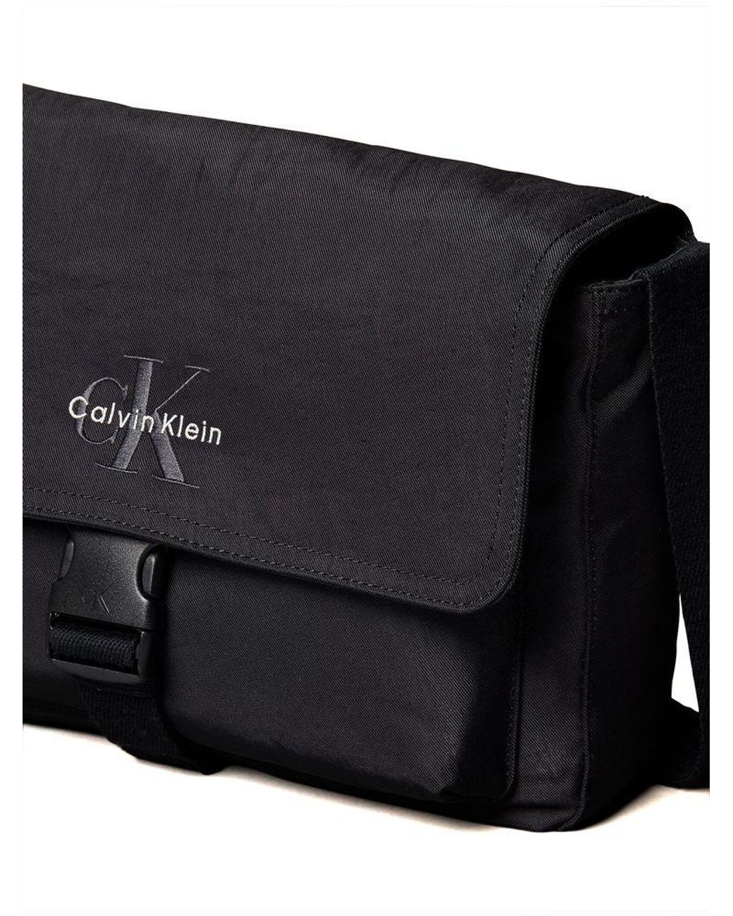 Calvin Klein Black Messenger Bag Recycled Nylon Polyamide Shoulder-Bags for men