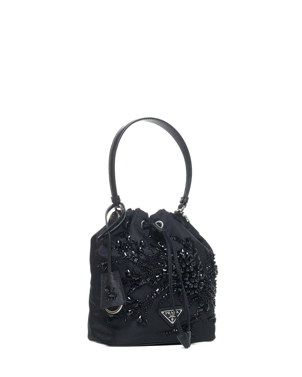 Prada Blue Crystals Re-Nylon Mini Bucket Bag