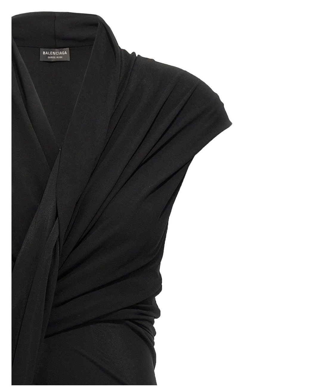 Balenciaga Black Draped Jersey Dress