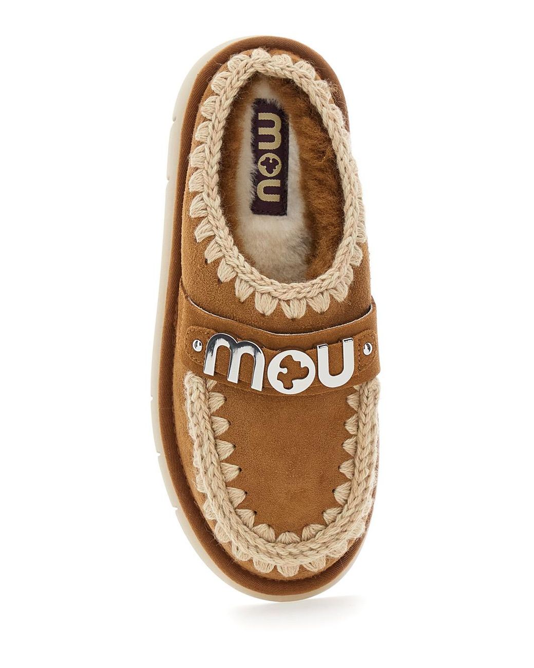 Mou Brown Mules With Logo Lettering Sheep