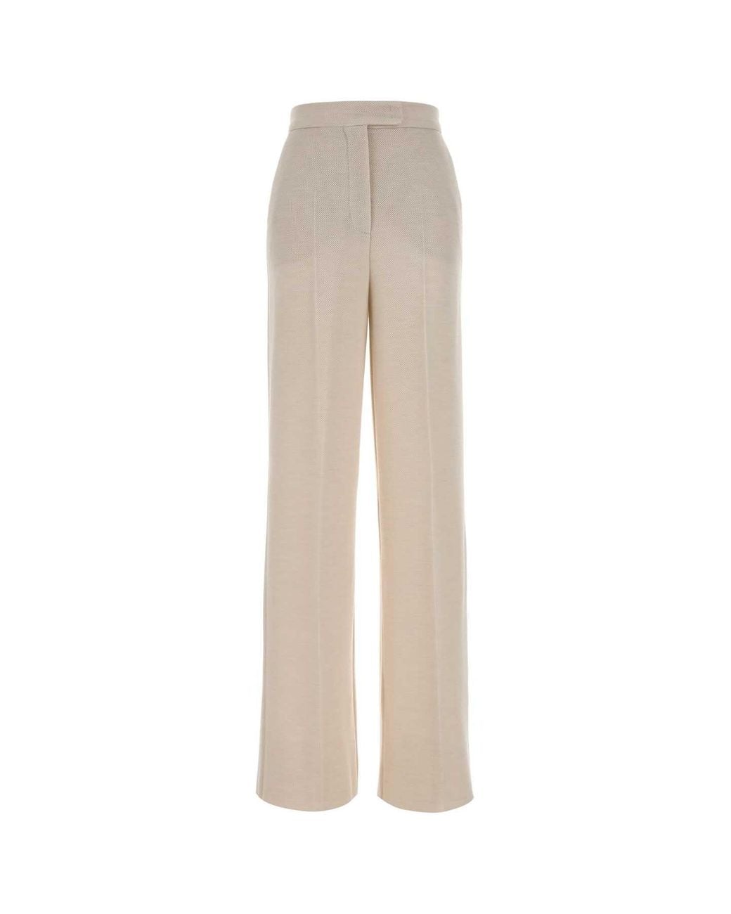 Max Mara White Attinia Wool Piquet Trousers