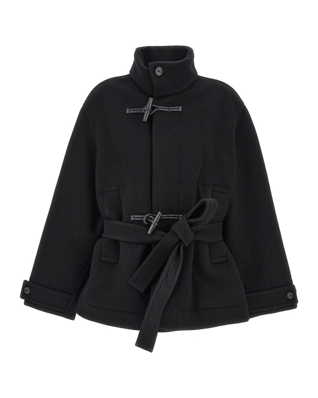 Lemaire 'Short Bathrobe Duffle' Coat in Black | Lyst UK