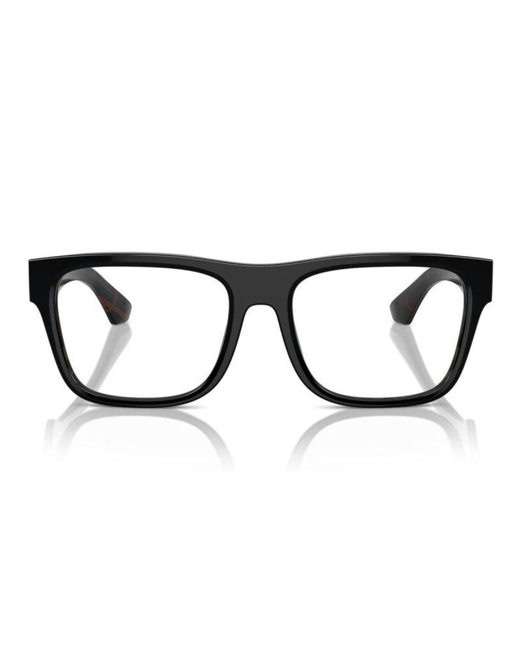 Burberry Black Eyeglasses Square Full Rim, Top On Vintage Check Frame And Clear Demo Lenses Lens Be24114121 for men