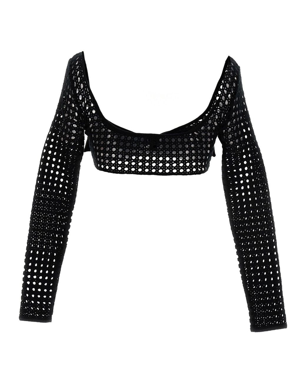 Giambattista Valli Black Macramé Bow Blouse