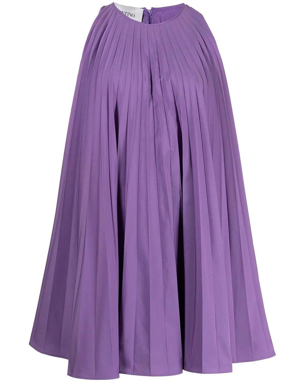 Valentino Purple Pleated Sleeveless Minidress Clothing