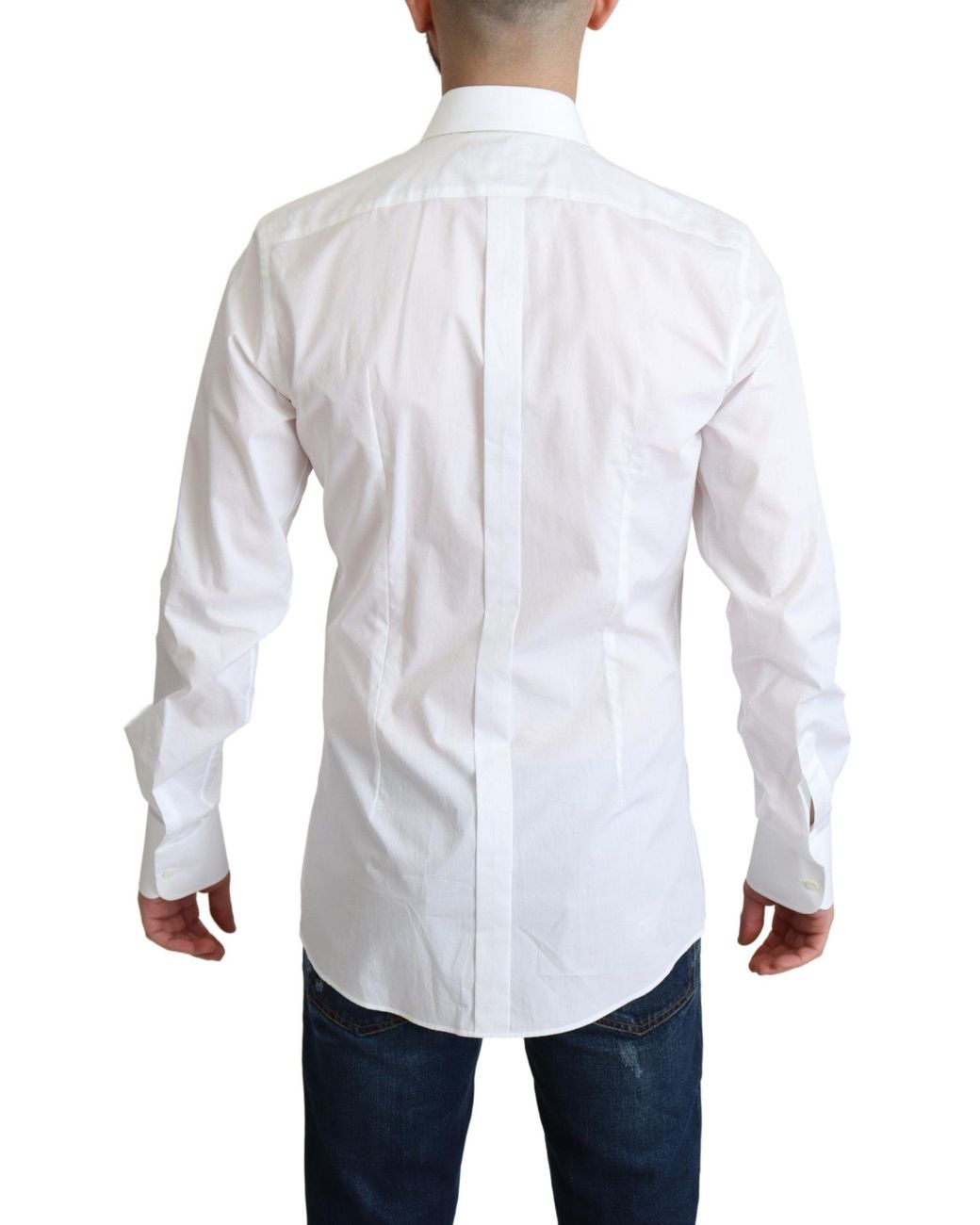 Dolce & Gabbana White Bib Cotton Poplin Formal Shirt for men