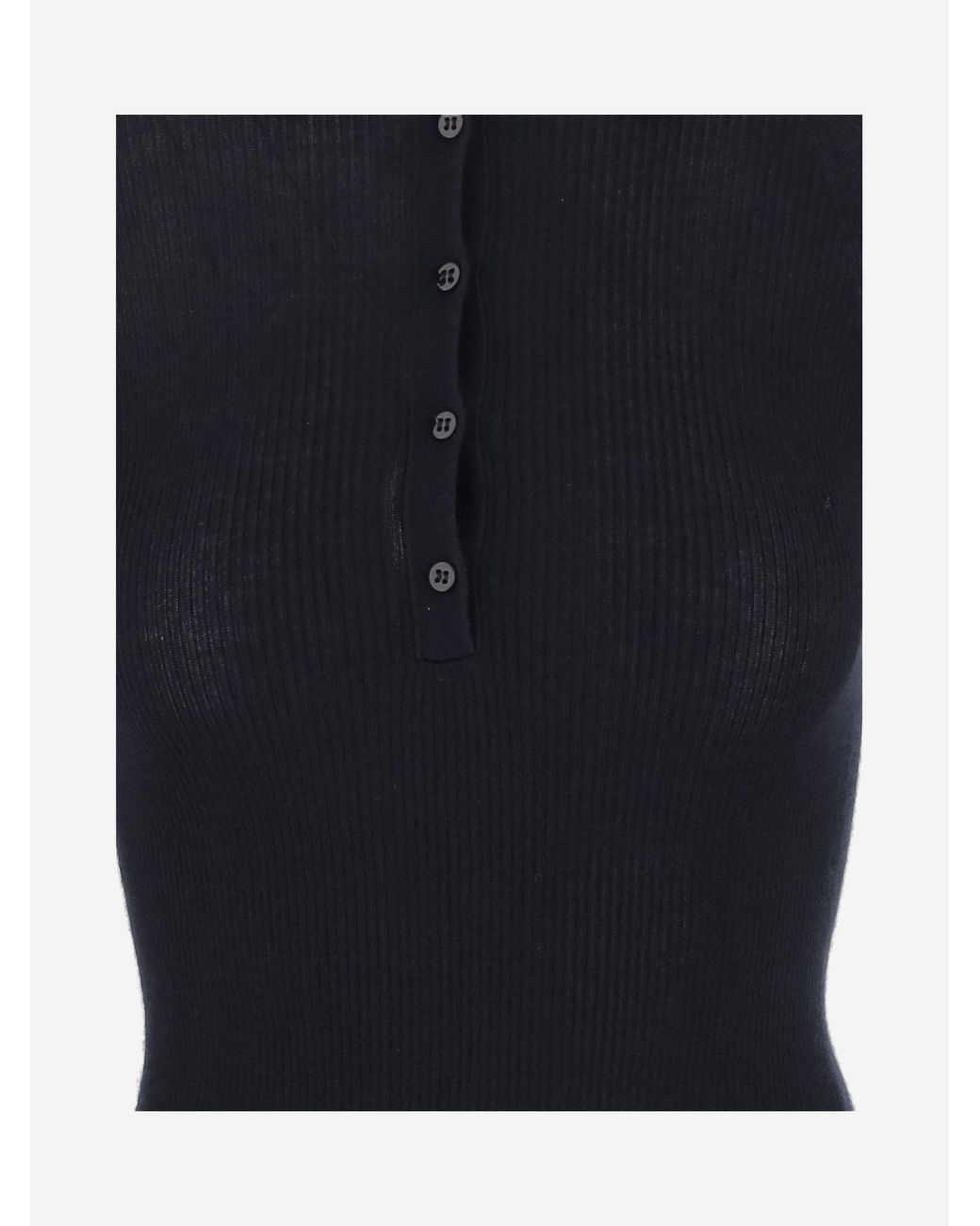 Sa Su Phi Blue Knitted Polo Shirt Dark Cashmere Tops