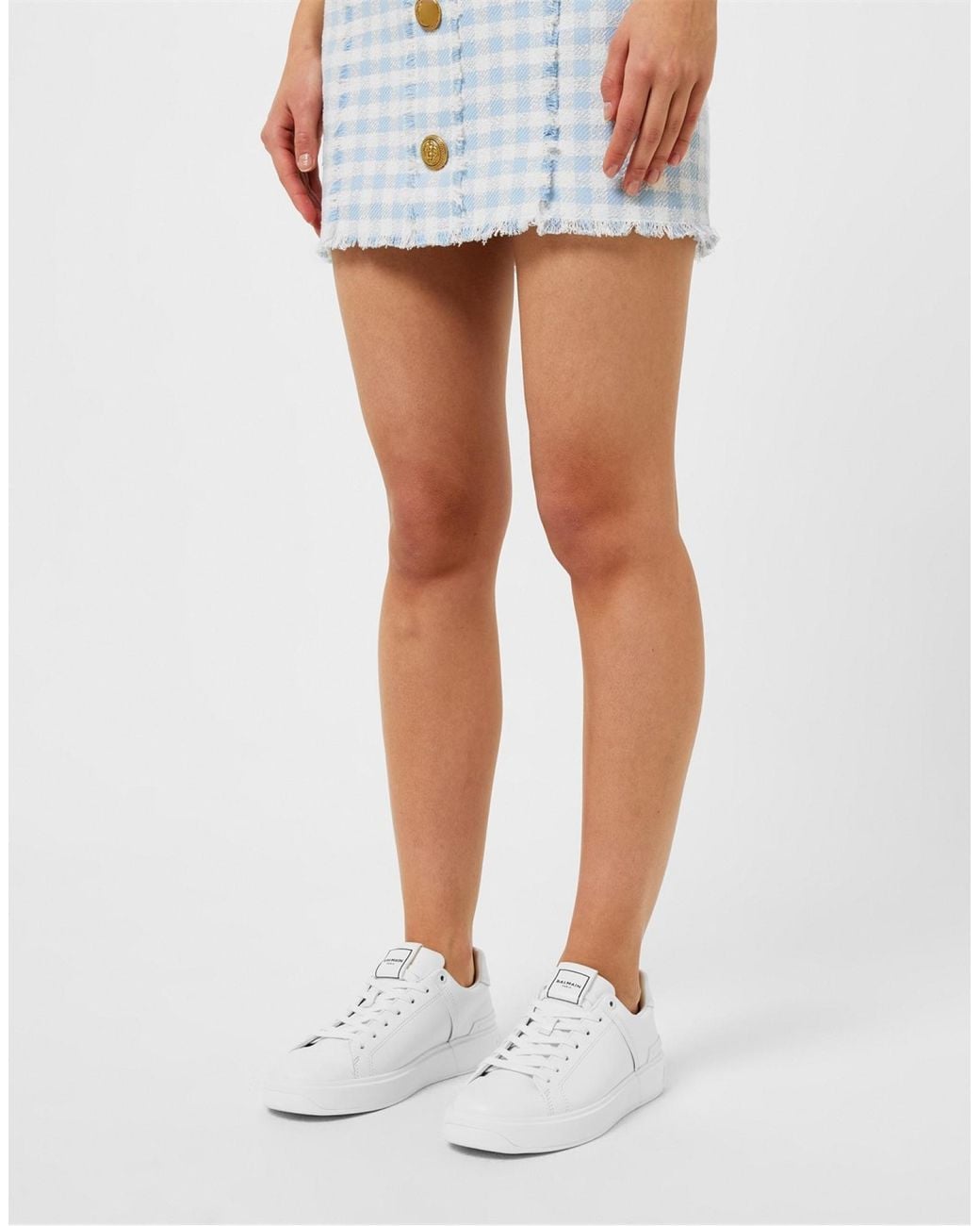Balmain White B Court Logo Low Top Sneakers Shoes