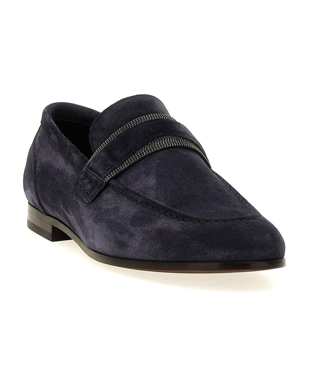 Brunello Cucinelli Black Night Sky Suede Loafer Shoes