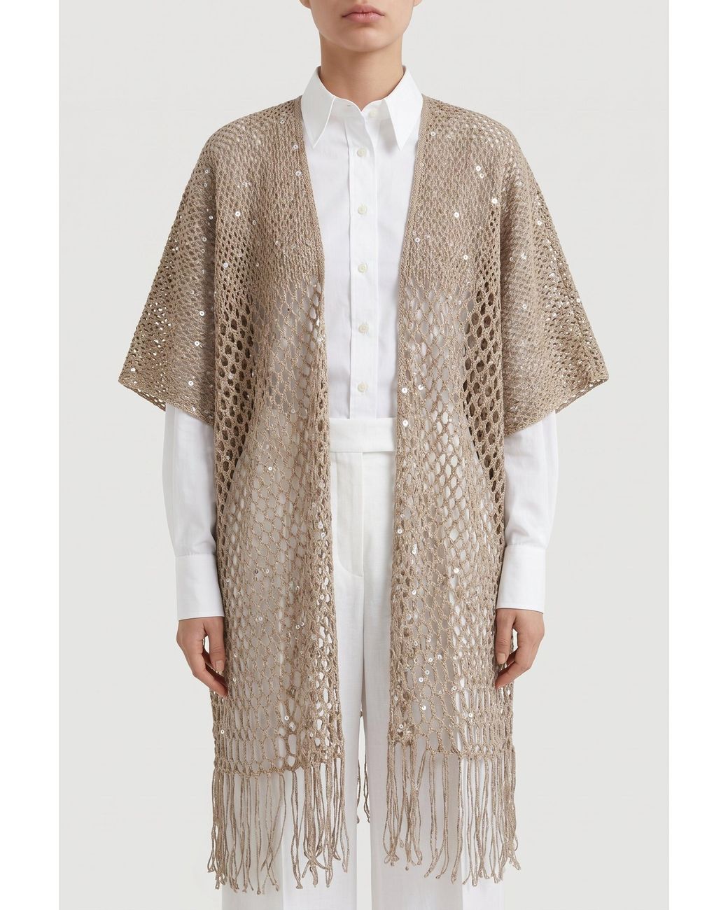 Brunello Cucinelli Natural Light Open Knit Sweater