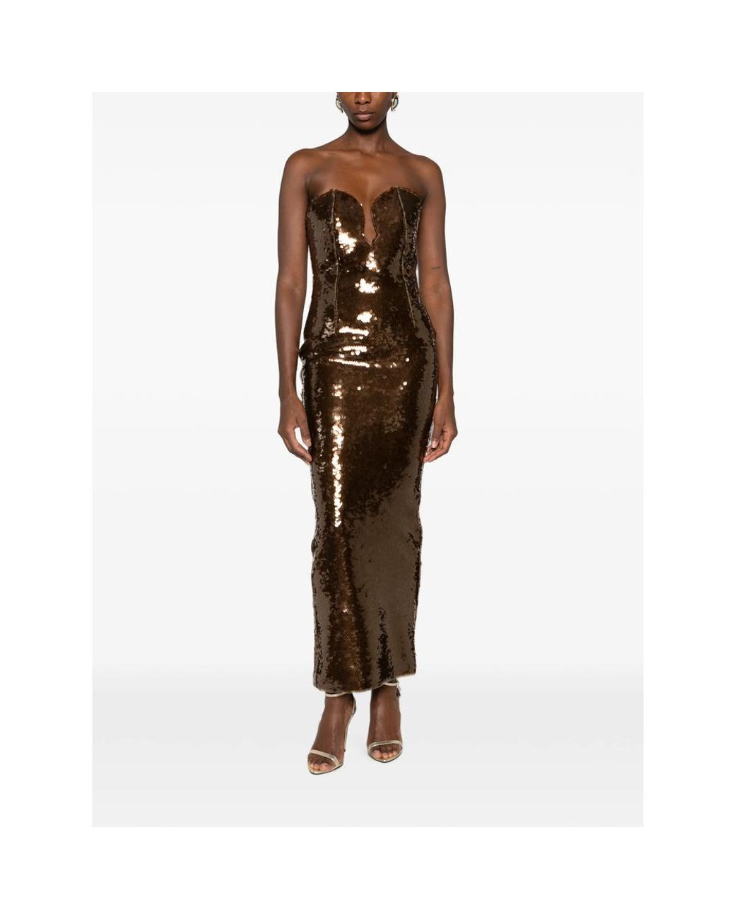 New Arrivals Brown Sequin Dress Polyester