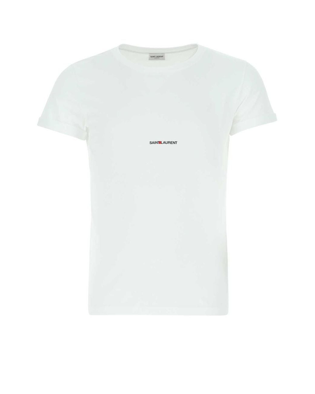 Saint Laurent White Saint Laurent Logo-Embroidered Cotton T-Shirt