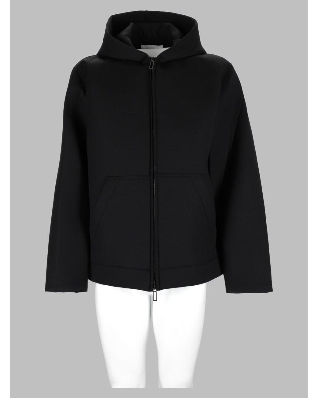 Paolo Pecora Black Hooded Zip Coat Polyester Jacket for men