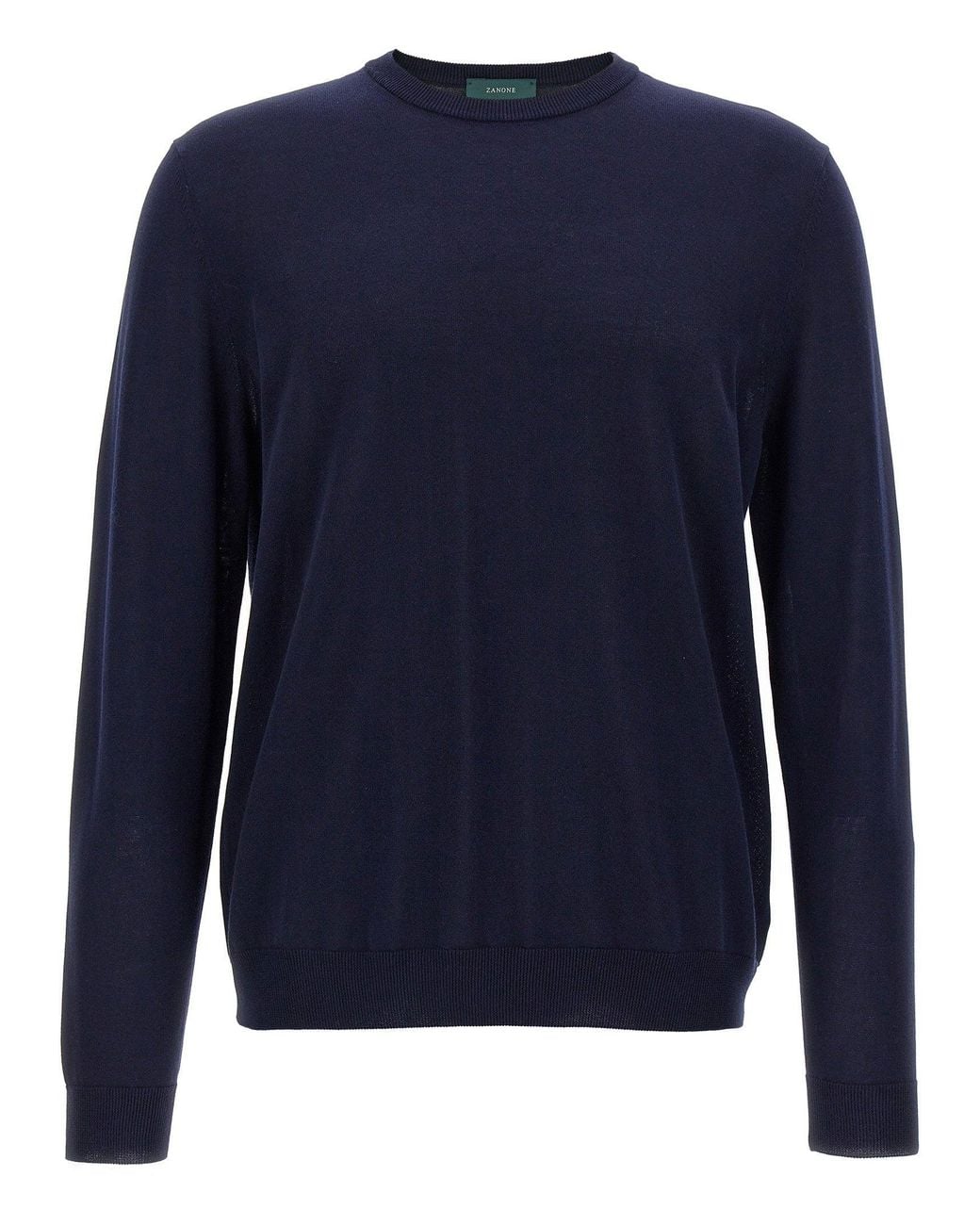 Zanone Blue Crew Neck Cotton Sweater for men