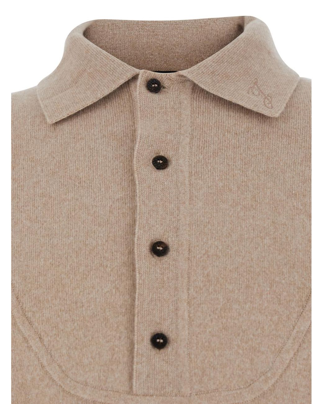 Jacquemus Natural Wool Sweater With Polo Collar for men
