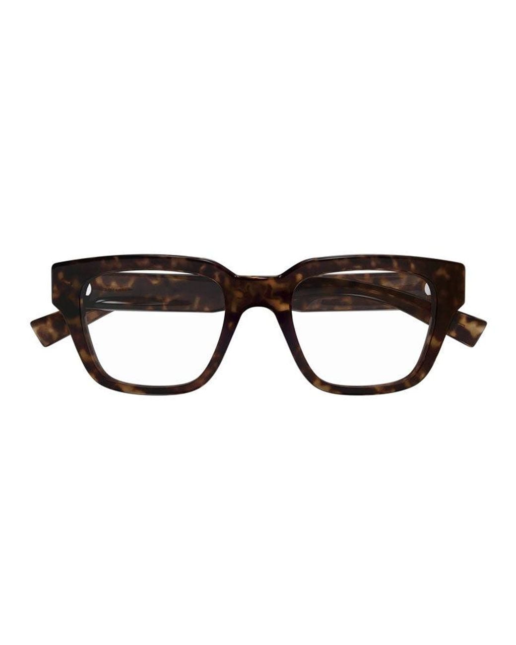 Saint Laurent Brown Eyeglasses Square Full Rim, Havana Frame And Clear Demo Lens Sl804002 Sunglasses