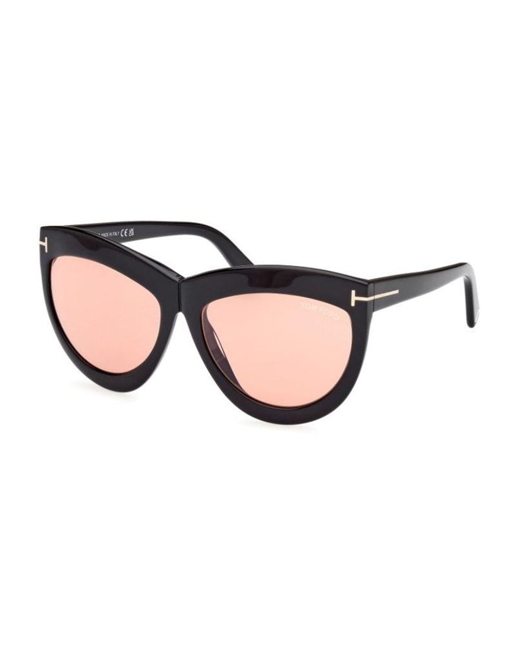 Tom Ford Brown Sunglasses Cat Eye Full Rim, Blonde Havana Frame And Mirror Lens Ft111253G