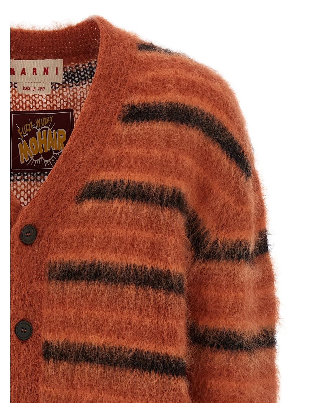 Marni Brown Brushed Striped Cardigan Wm Pl Sweater, Cardigans for men