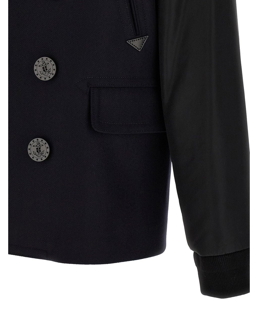 DSquared² Blue Wool-Blend Hybrid Peacoat for men