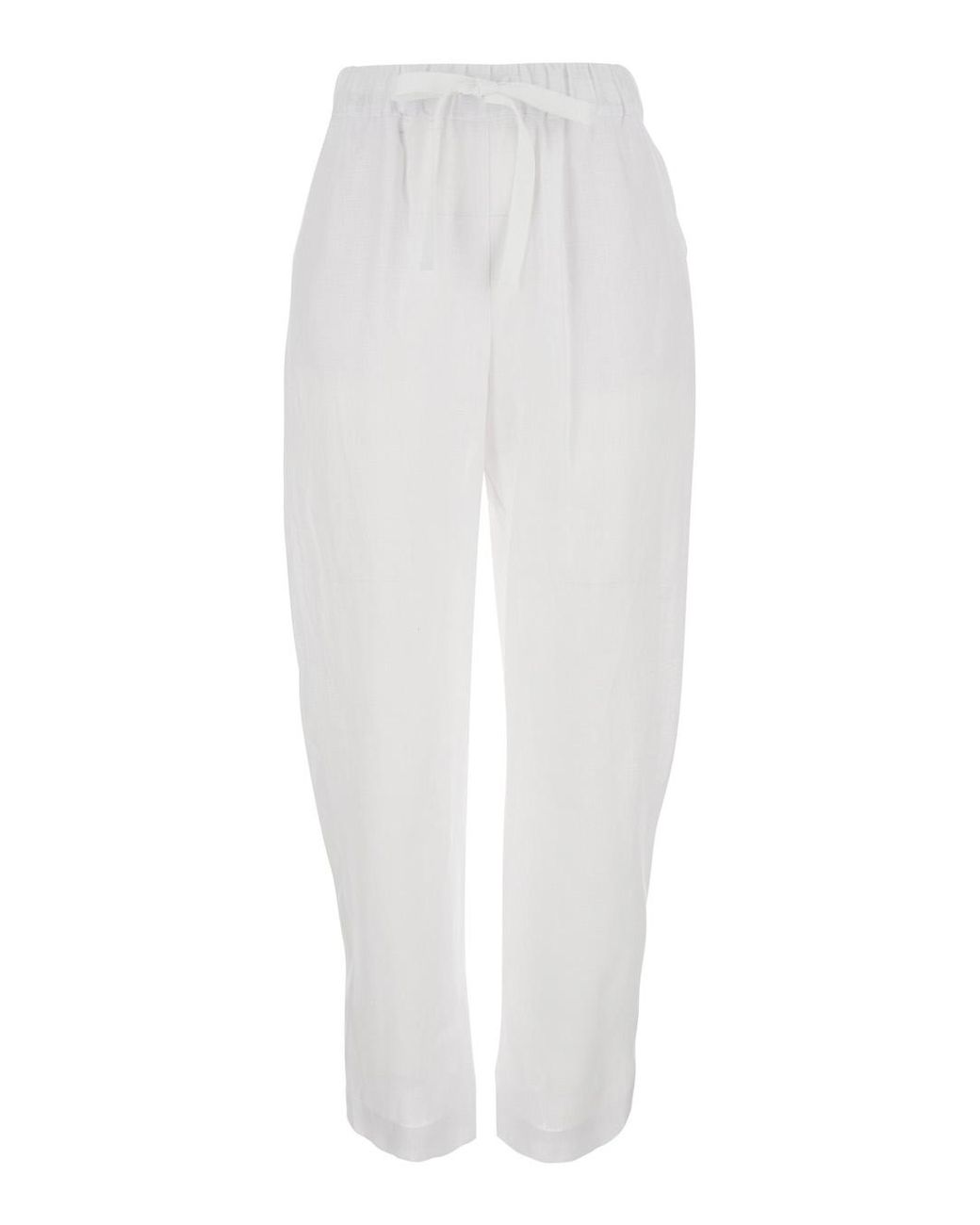 Semicouture White Pants With Elastic Drawstring Waist