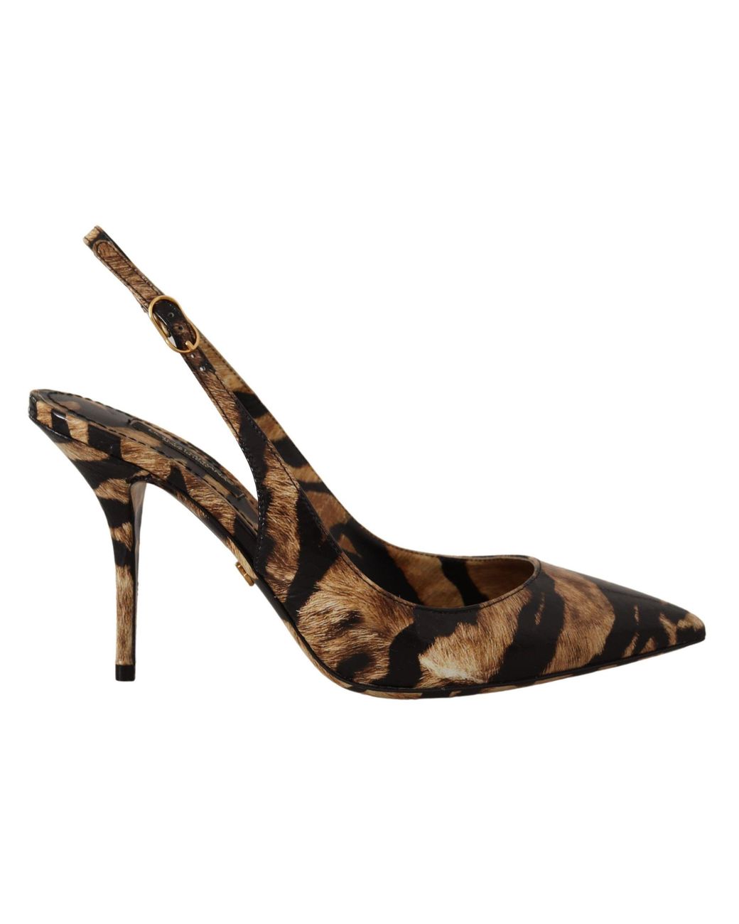 Dolce & Gabbana Black Slingbacks Leather Tiger Shoes Moluro Python