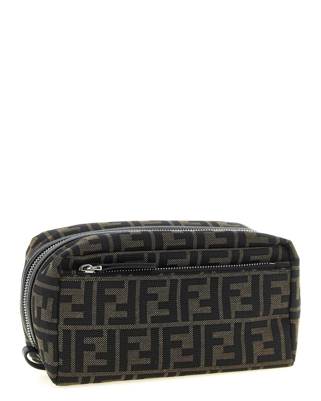 Fendi Black Ff Zucca Jacquard Travel Wallet for men