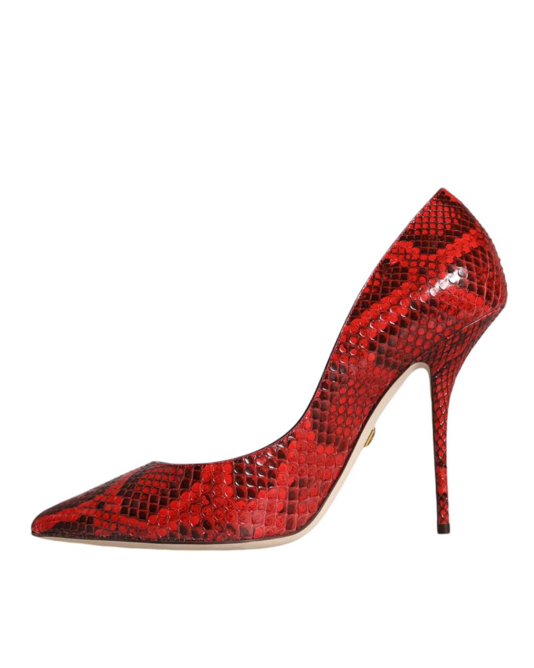 Dolce & Gabbana Red Leather Stiletto High Heels Pumps Shoes Python Calf