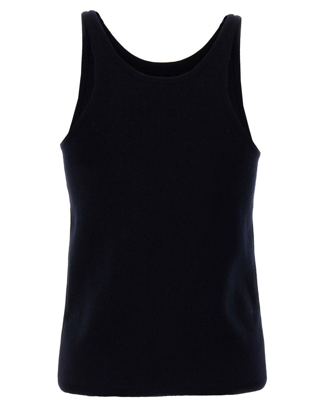 Max Mara Black Stretch Wool Knit Tank Top