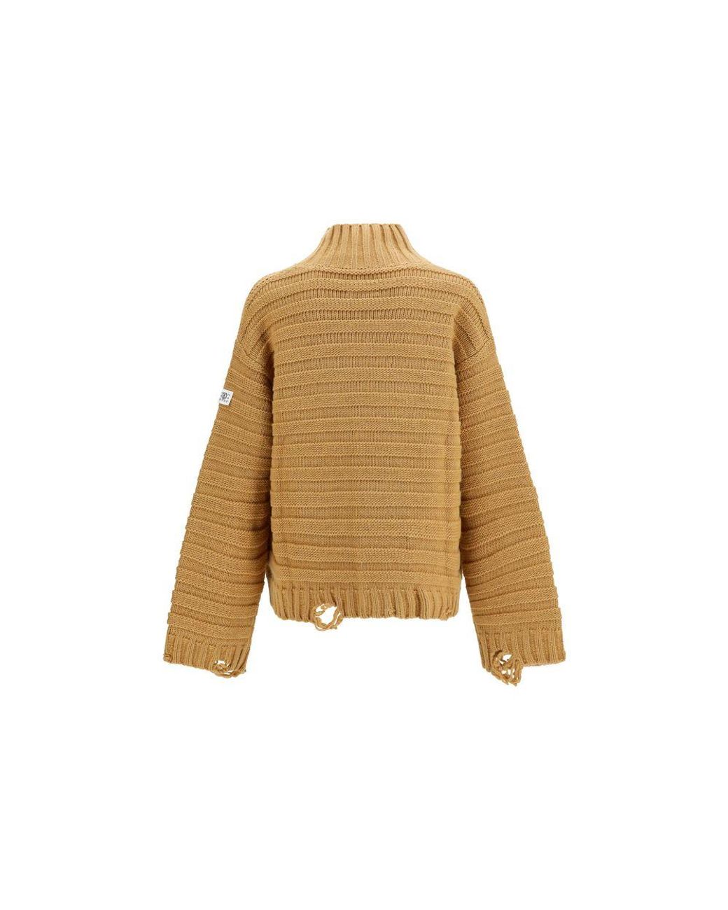 MM6 by Maison Margiela Natural Beige Wool Oves Aries Turtleneck for men