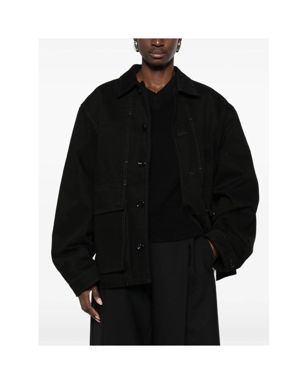 Lemaire Black Shirt Jacket for men