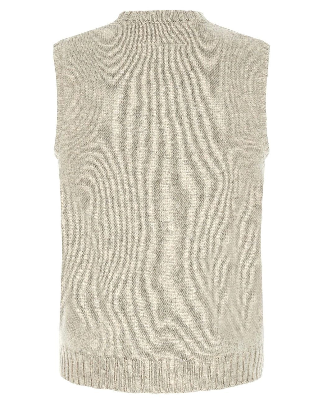 MM6 by Maison Margiela Gray Logo-Embroidered Wool Blend Vest