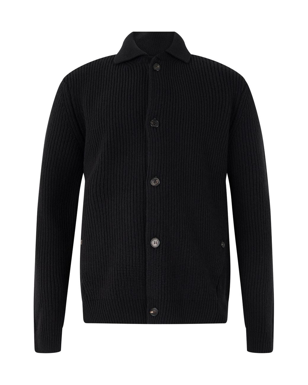 Slowear Black Wool Cardigan Virgin Sweater for men