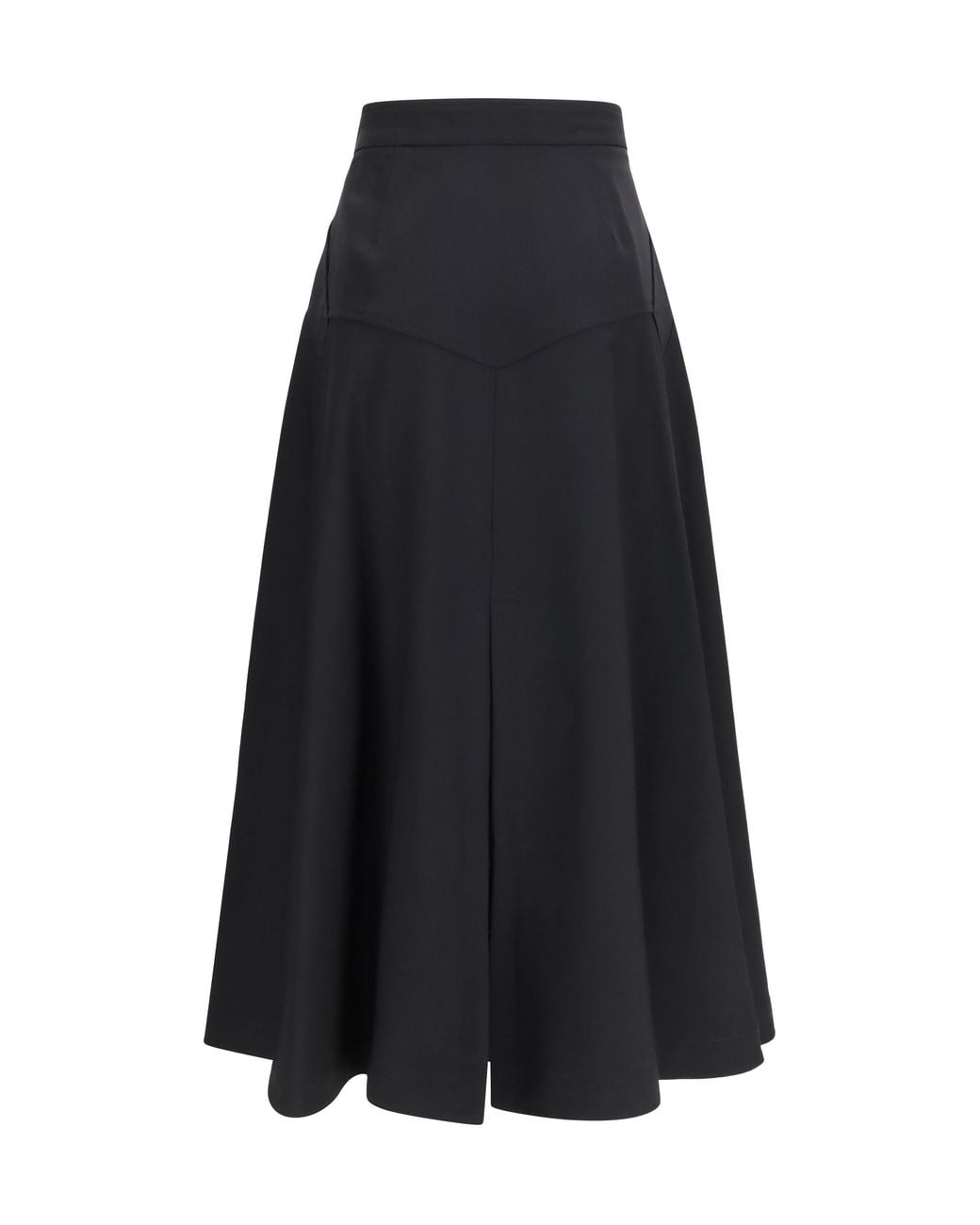 Burberry Black Midi Skirt Wool Twill Merino