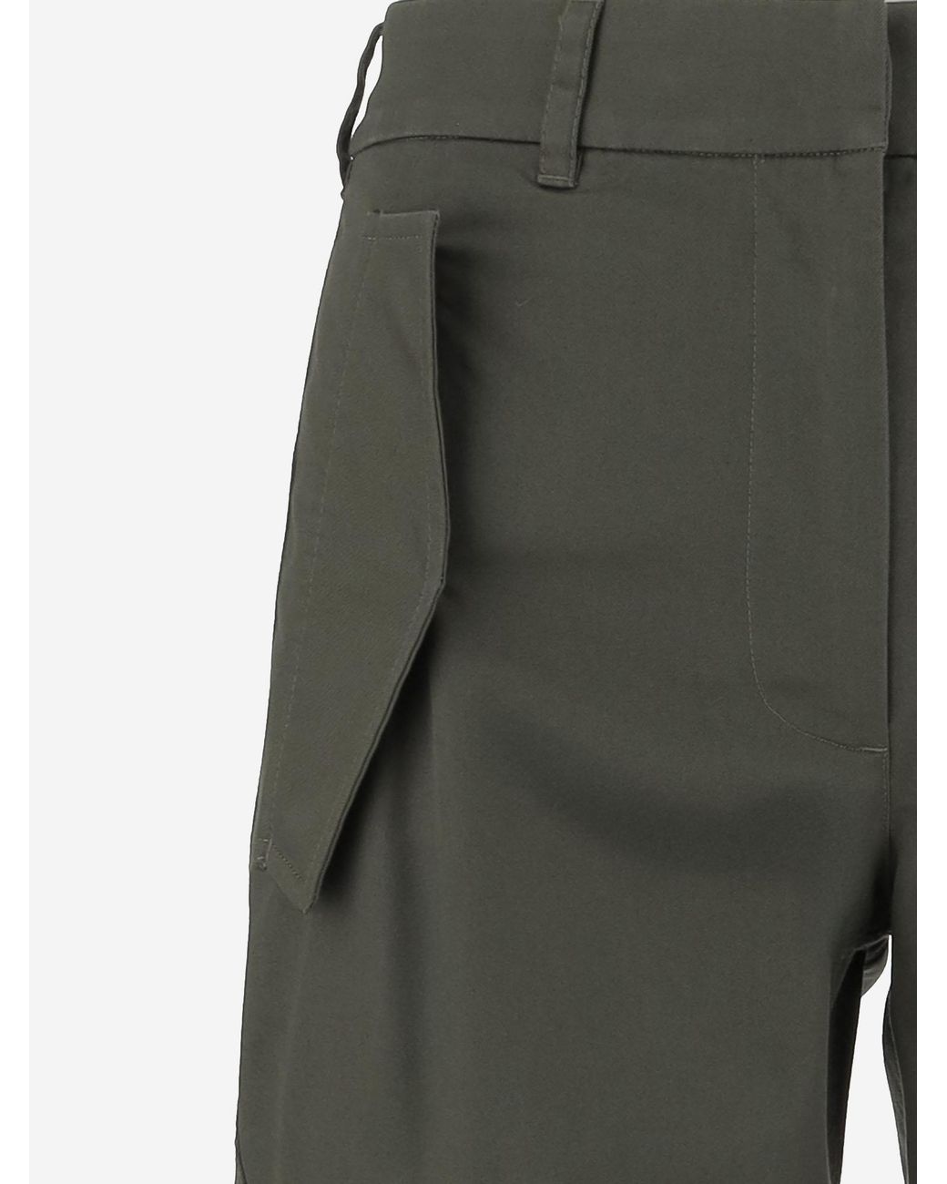 Burberry Gray Cotton Cargo Pants With Checked Trim