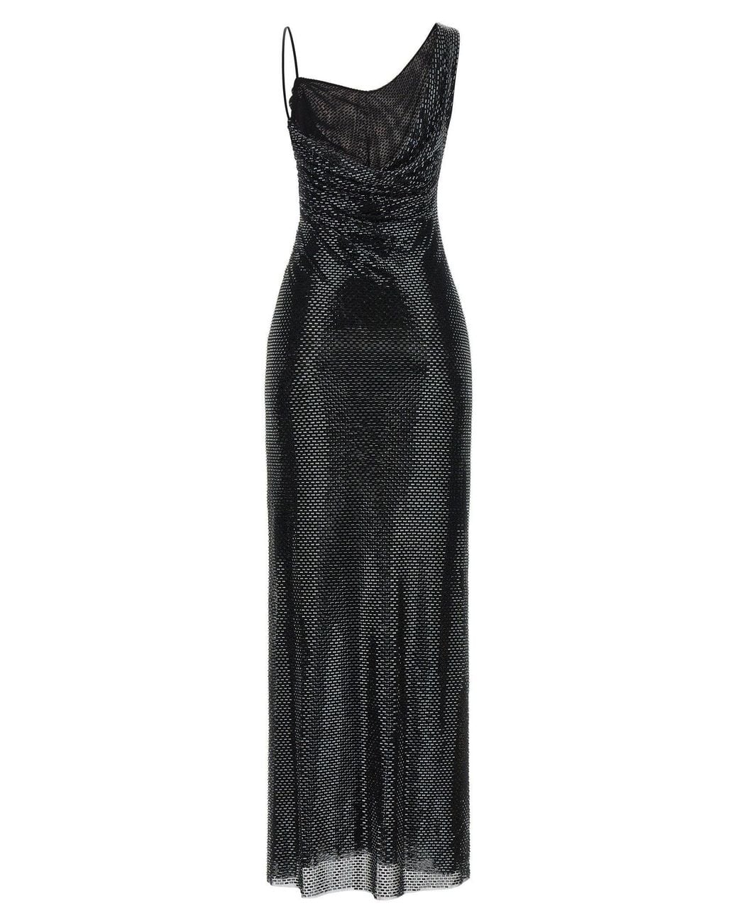 Self-Portrait Black Rhinestone-Embellished Tulle Dress