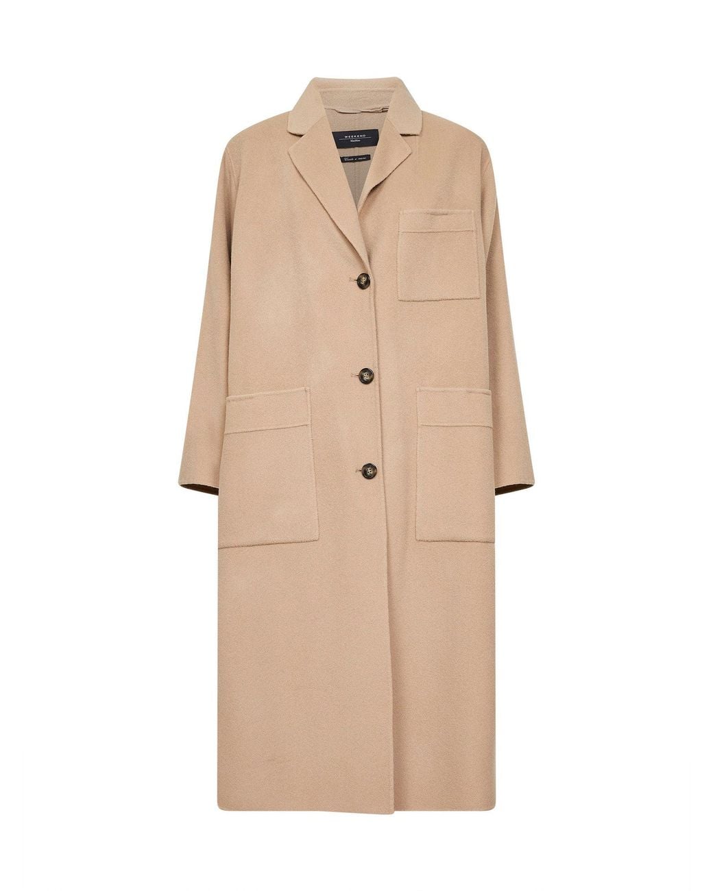 Weekend by Maxmara Natural Single-Breasted Long Coat Virgin Wool