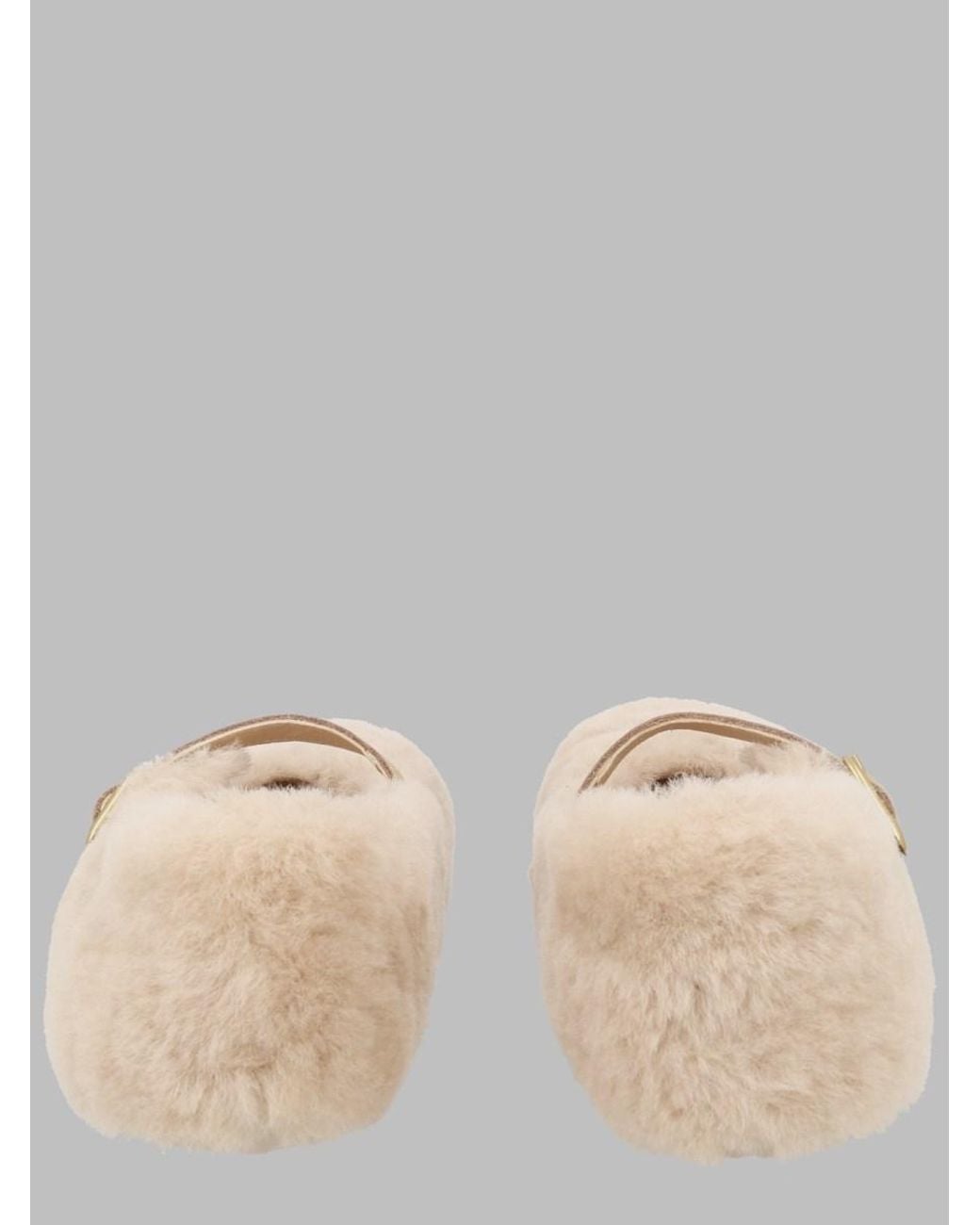 Birkenstock Natural Ballerina Santa Clarita Lamb Fur Shoe
