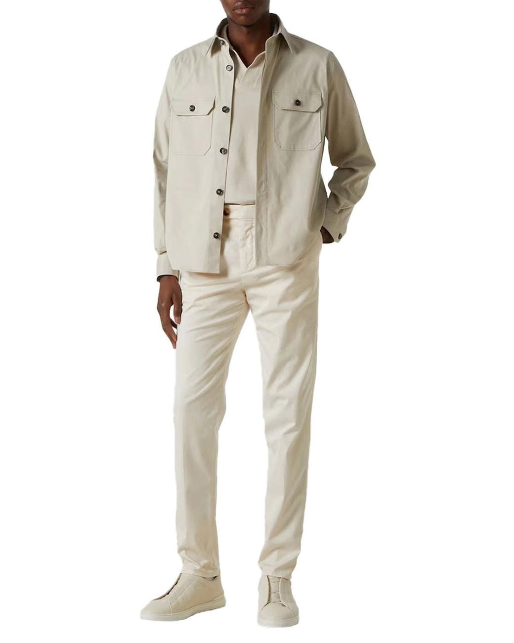 Zegna Natural Cotton-Blend Overshirt Melange for men