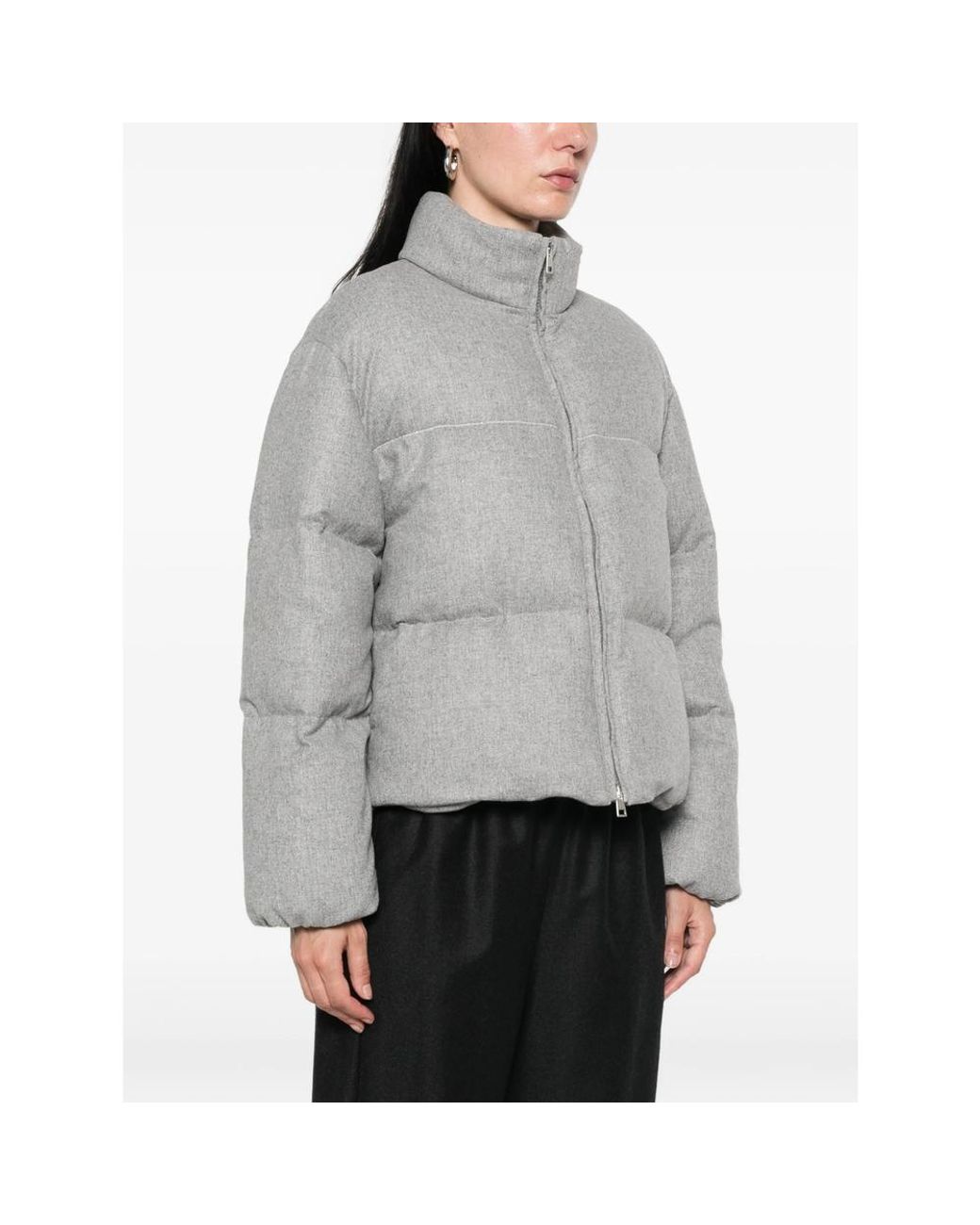 Panicale Gray Puffer Jacket Wool And Cashmere