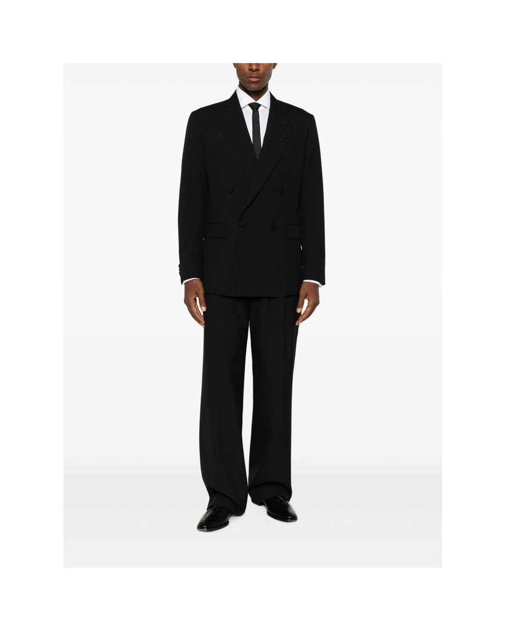 Lardini Black Pleated Wide-Leg Trousers for men
