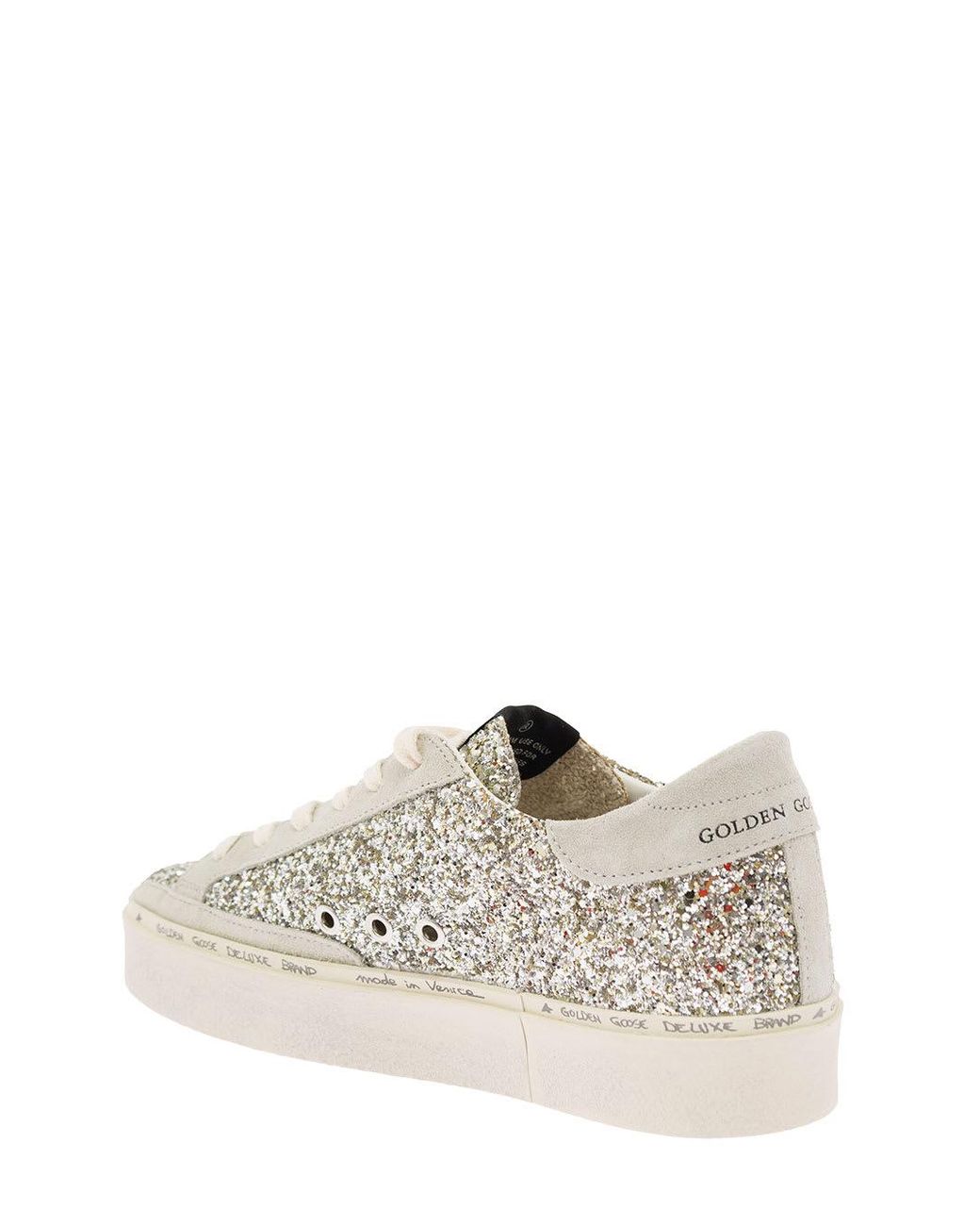 Golden Goose Woman's Hi Star Glittered Leather Sneakers | Lyst